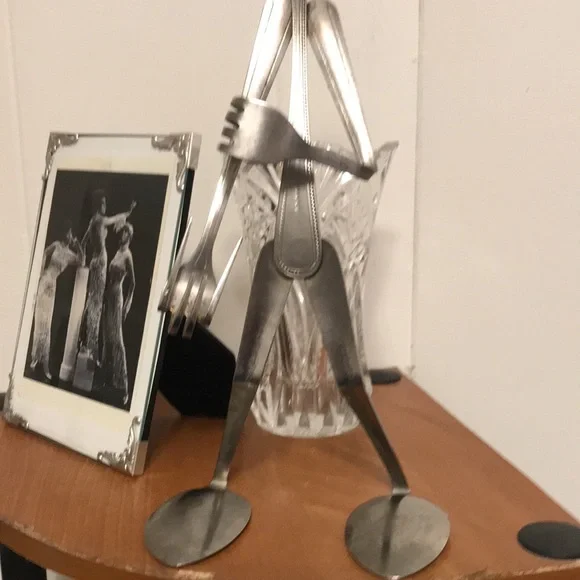 Fork n spoon art form /person done w stainless steel spoons/forks. 12” high - Picture 7 of 8